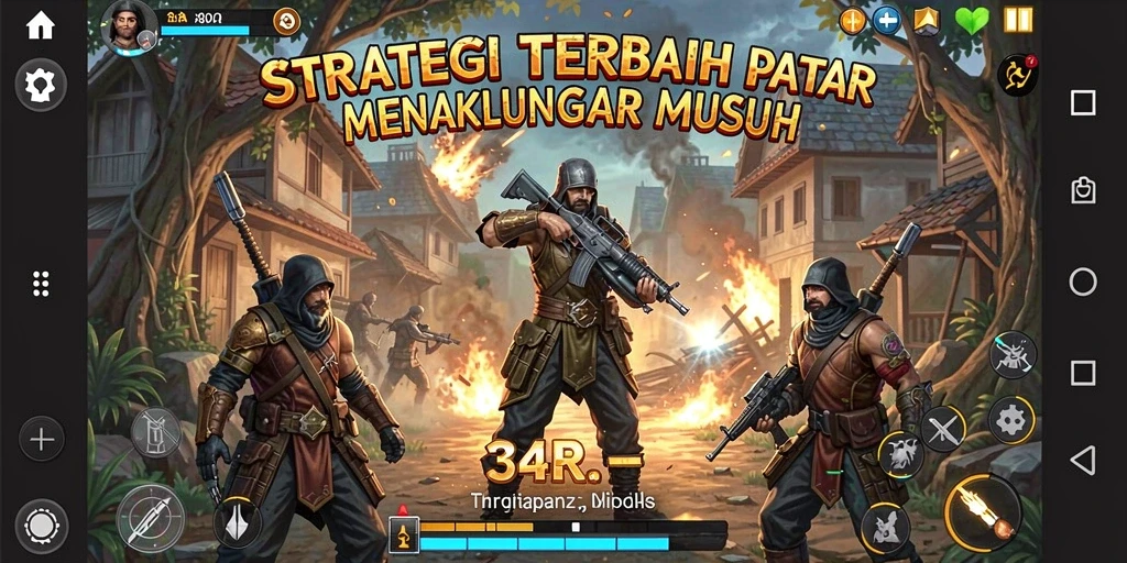 Screenshot gameplay yang menunjukkan aksi strategi mendebarkan di 34R.