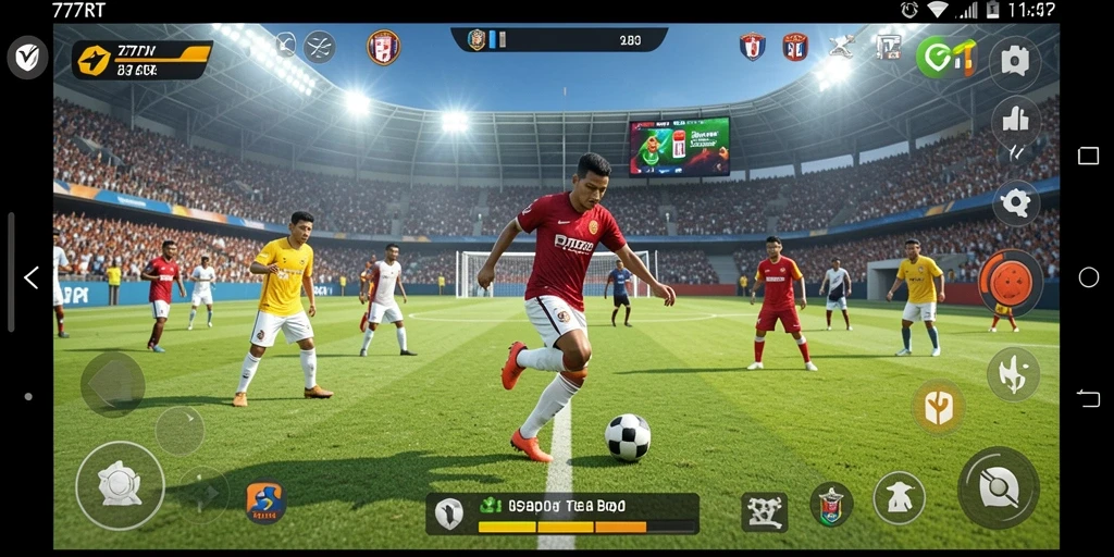 Tampilan gameplay menegangkan dalam 777RT saat bertanding di lapangan.