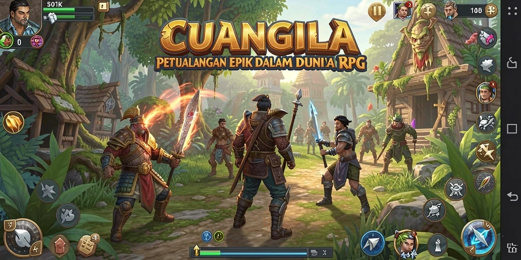 Tampilan gameplay <strong>CUANGILA</strong> yang memukau dengan aksi pertempuran RPG.
