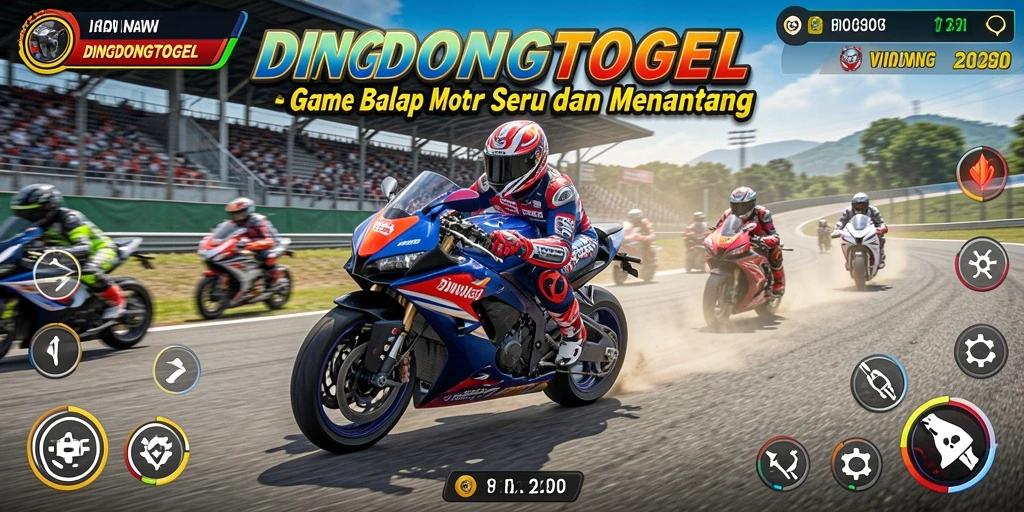 Tampilan gameplay seru DINGDONGTOGEL saat beraksi di balapan motor.