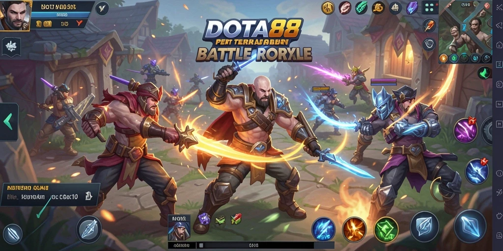 Screenshot DOTA88 menampilkan aksi permainan Battle Royale yang intens.