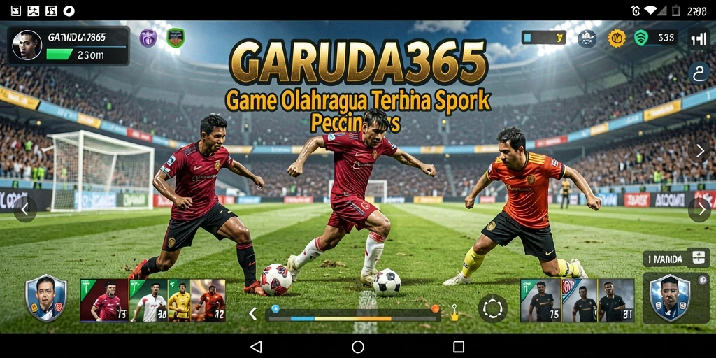 Screenshot GARUDA365 menampilkan aksi seru di lapangan olahraga.