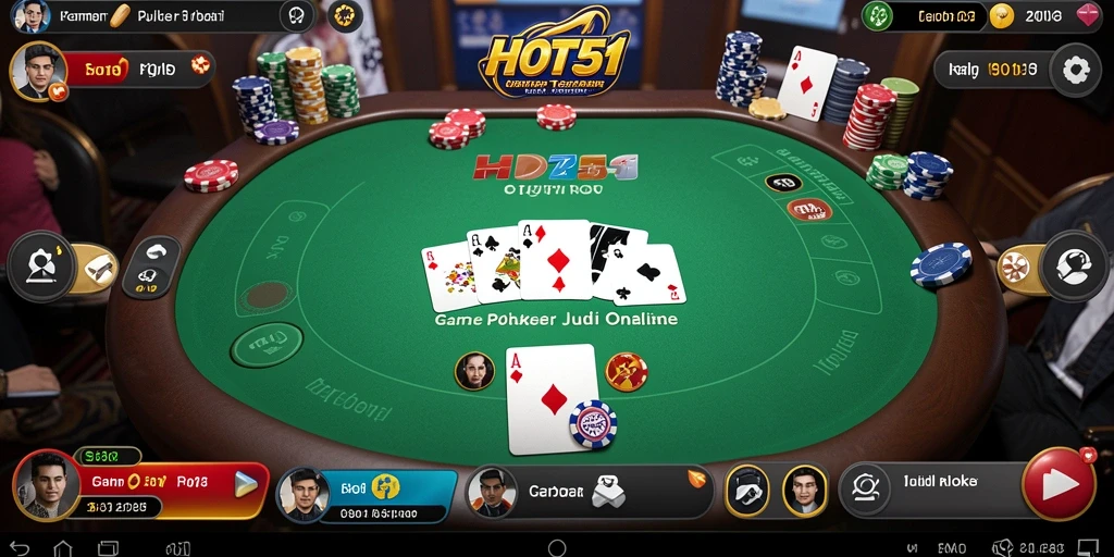 Tampilan gameplay HOT51 yang mendebarkan dan interaktif, cocok bagi pecinta poker.