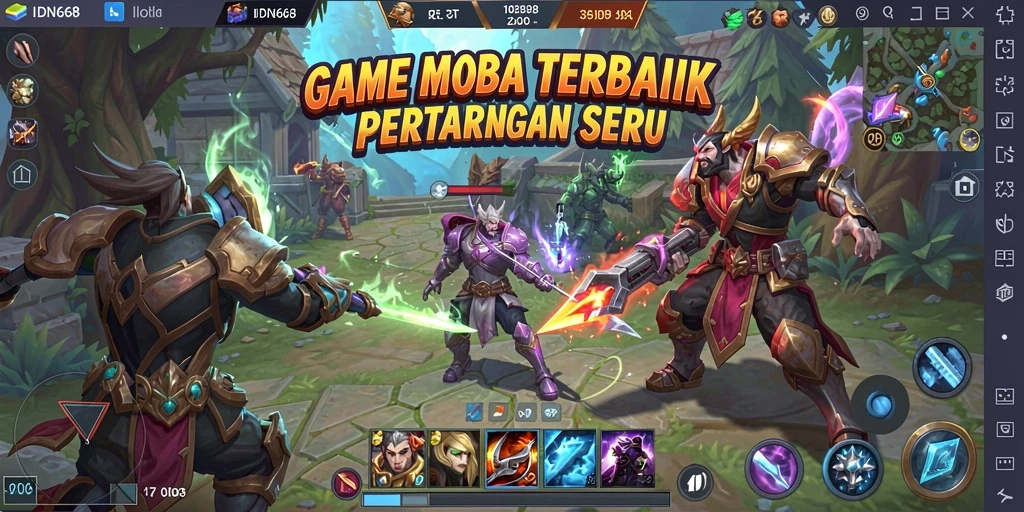 Screenshot gameplay IDN668 menampilkan aksi seru dalam pertandingan MOBA.