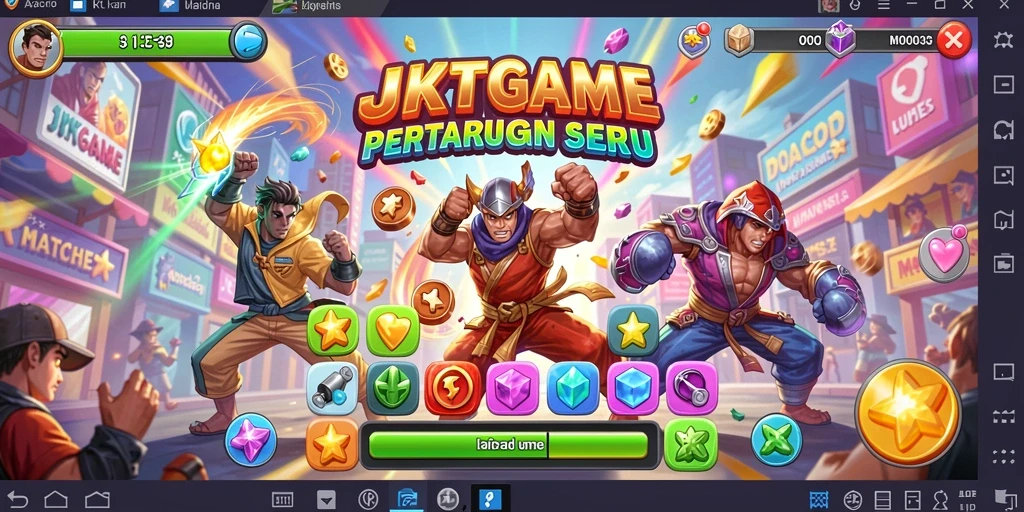Tangkapan layar JKTGAME menampilkan kombinasi warna-warni yang menarik dalam gameplay Match-3.