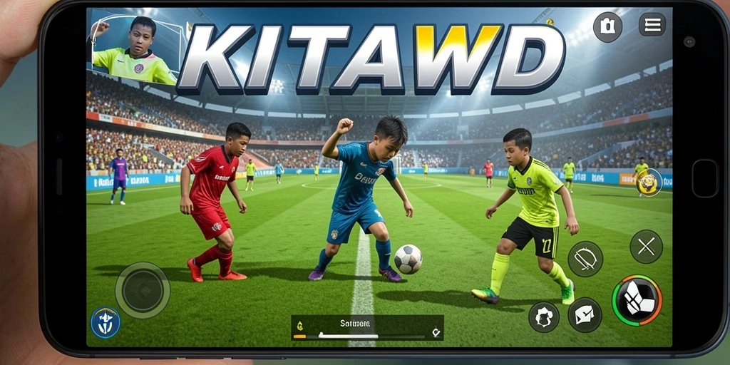 Tangkapan layar <strong>KITAWD</strong> memperlihatkan aksi seru di lapangan sepak bola.