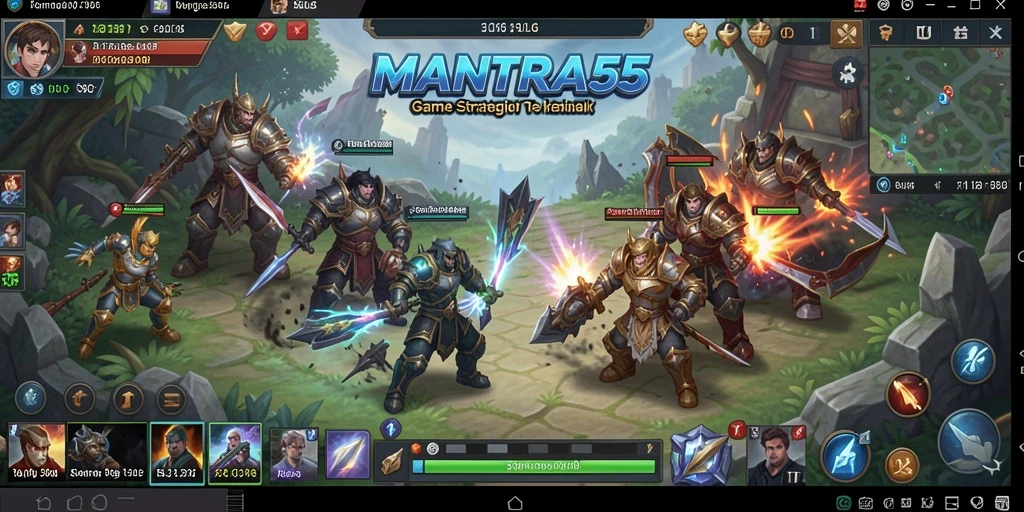 Tampilan gameplay dalam MANTRA55 dengan strategi mendalam.