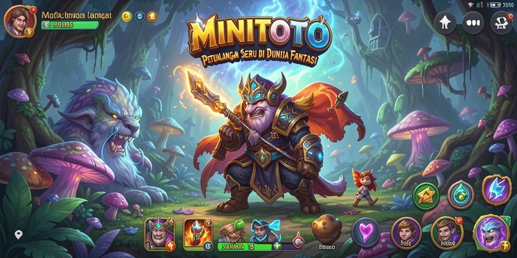 Tangkapan layar dari gameplay MINITOTO memperlihatkan petualangan seru di dunia fantasi.