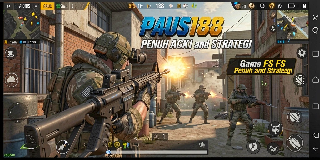 Tampilan gameplay seru dalam PAUS188 dengan aksi FPS intens.