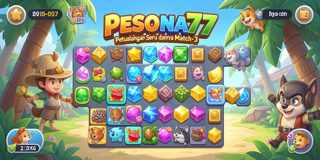 Tampilan gameplay yang mengasyikkan dari PESONA77 dalam genre Match-3.
