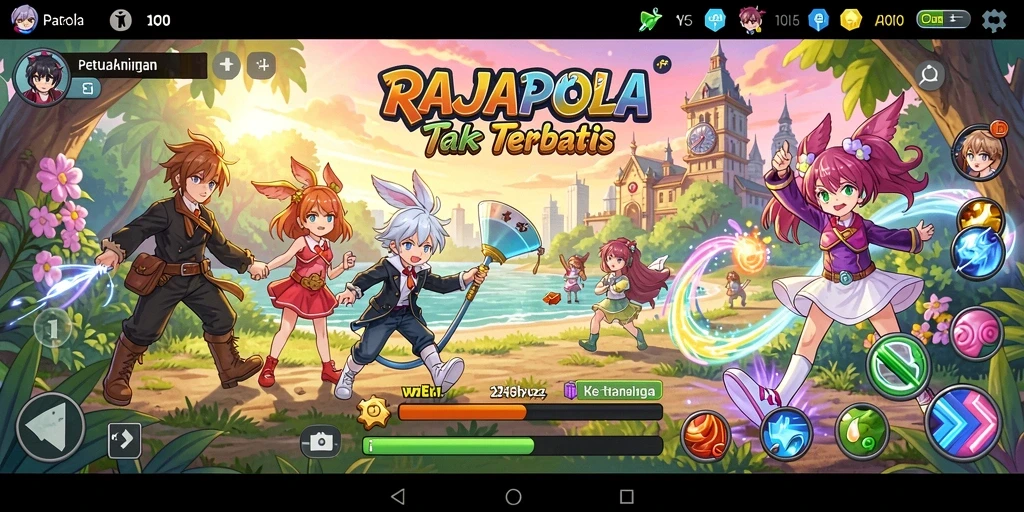 Screenshot utama menampilkan pertarungan epik dalam RAJAPOLA.