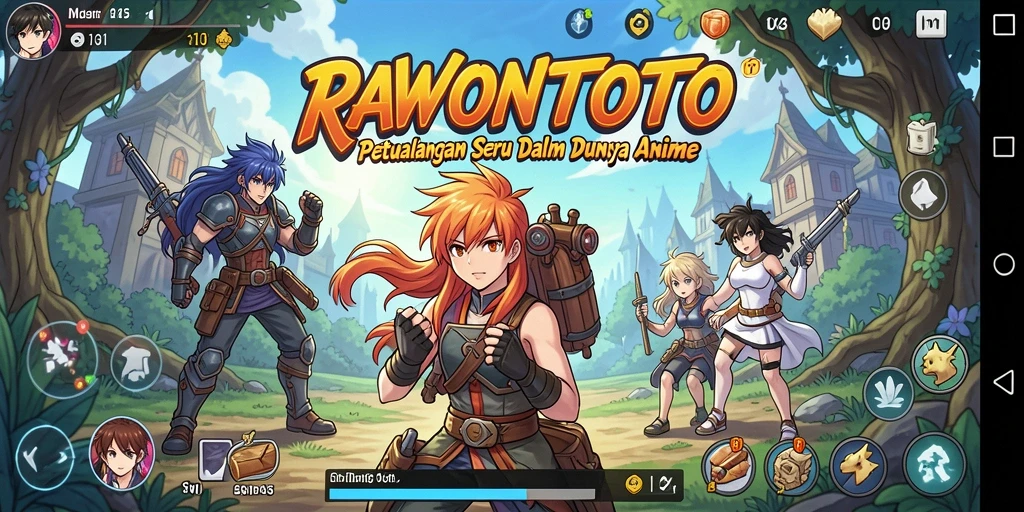Gameplay seru dalam RAWONTOTO menampilkan pertarungan karakter anime.