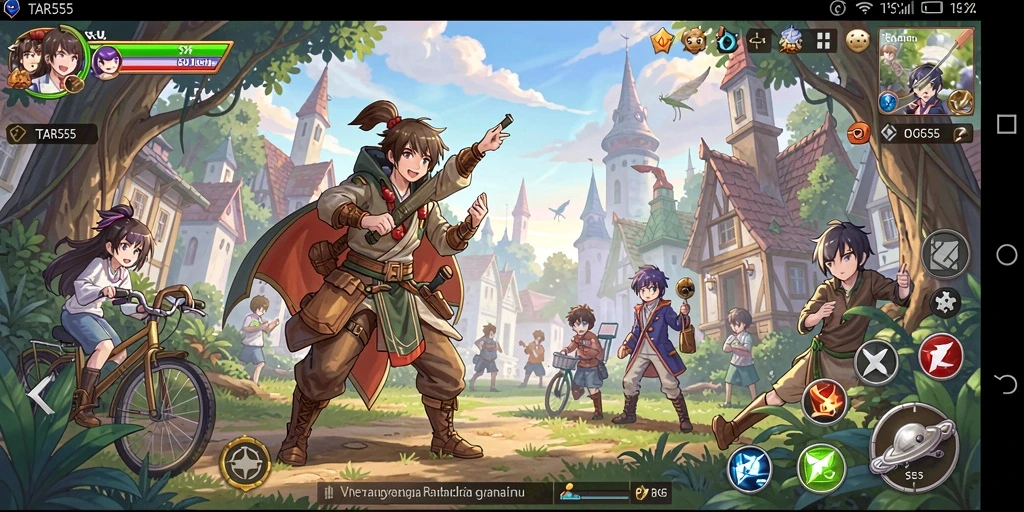 Screenshot TAR555 menampilkan aksi karakter anime dalam pertarungan yang seru.