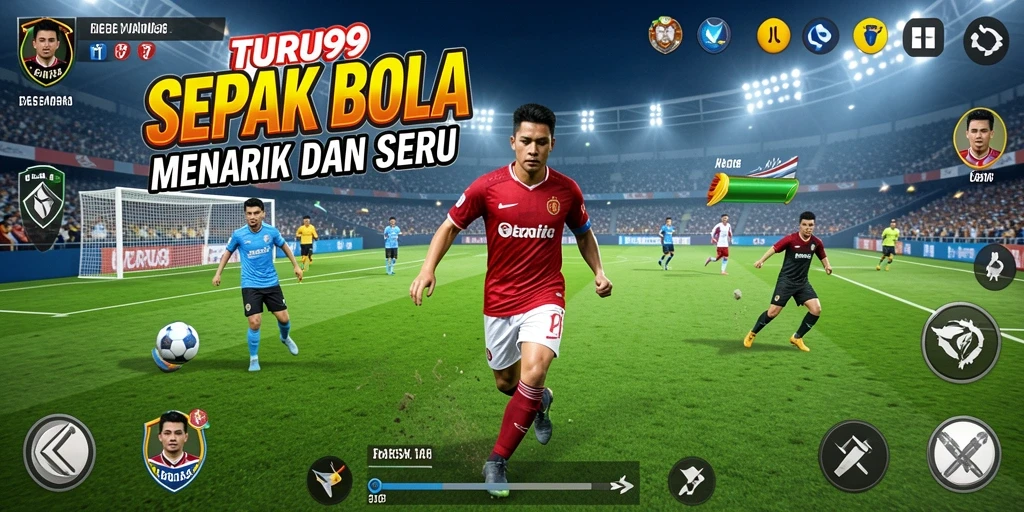 Gameplay TURU99 menampilkan aksi seru dalam pertandingan sepak bola.